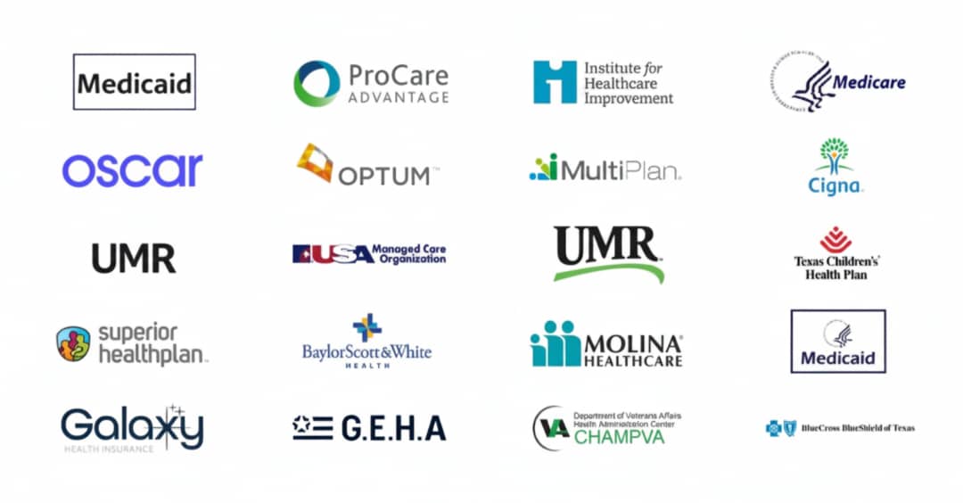 Logos of accepted insurance providers